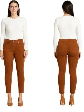 Abby Skinny Ankle Suede Jeans in Chestnut